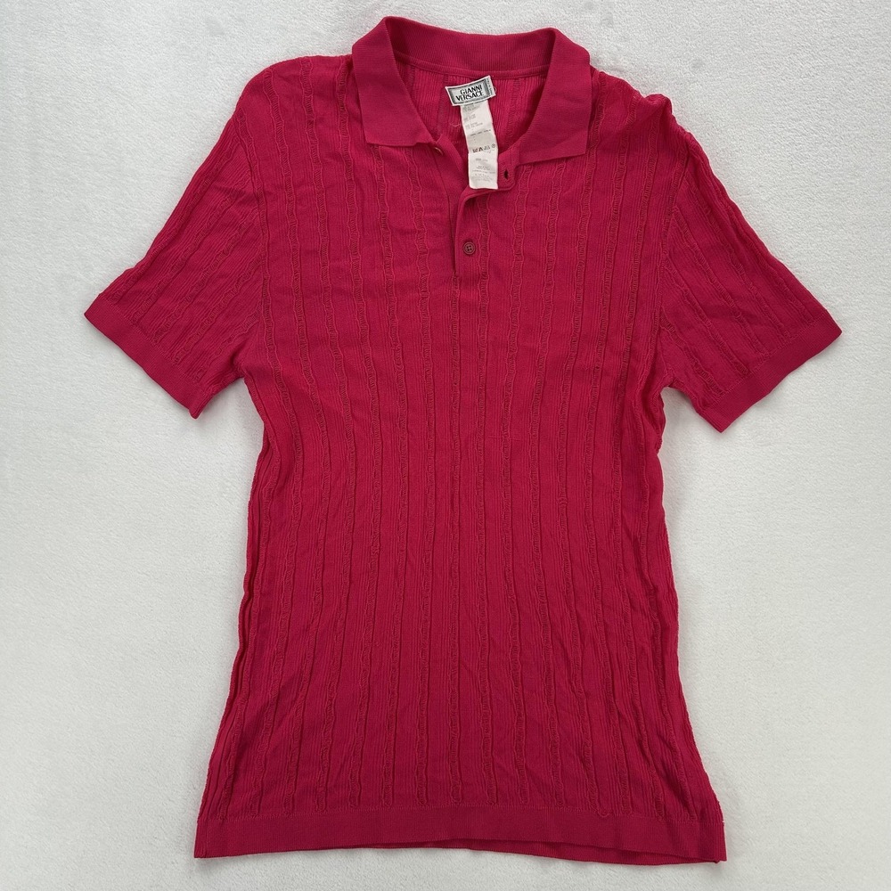 Vintage Gianni Versace Sweater Womens 42 Pink Polo Short Sleeve Made In Italy